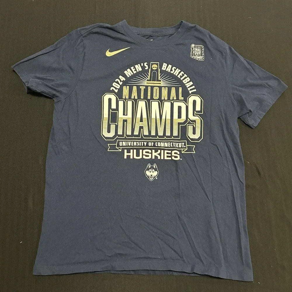Nike 2024 National Champions UConn Men's Basketball Adultlarge Blue Graphic NCAA